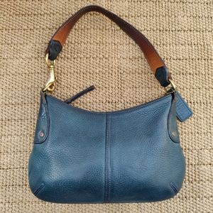 Vintage COACH Green Blue Leather Handbag Mini Purse